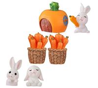 QUMIIRITY 8Pcs Miniature Rabbit Figurines Cute Rabbit Statues for Easter Decoration Cake Toppers Micro Landscaping and Home Decor and Adorable Bunny Figures