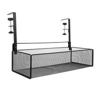 QUMIIRITY Adjustable Under Desk Storage Basket for Office and Dorm Black Document Rack Organizer for Files Magazines and Items Space-saving Desk Side Shelf