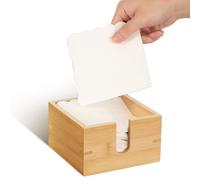 QUMIIRITY Bamboo Napkin Holder Box with Cover, Multipurpose Tissue Dispenser for Kitchen and Dining Table, Freestanding Guest Napkin Holder for Bathroom and Restaurant Use