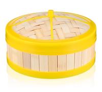 QUMIIRITY Bamboo Steamer Convenient and Sturdy Single Tier Basket with Lid 20cm for Home Cooking of Dim Sum Vegetables and Buns