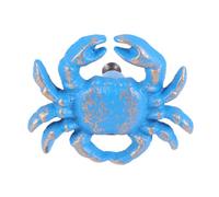 QUMIIRITY Blue Crab Cast Iron Drawer Handle Single Hole Mediterranean Style Cabinet Pull for Room Furniture, Creative Blue Kitchen Cupboard Knob, Rustic Ocean Theme Furniture Handle