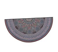 QUMIIRITY Bohemian Style Half Round Rug Mandala Patterned Doormat for Entrance Non-slip Polyester Bath Mat for Living Bedroom Porch Funky Semi-circular Design