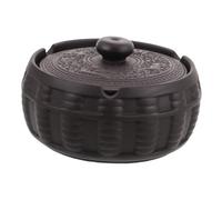 QUMIIRITY Ceramic Ashtray with Lid Vintage Design Windproof Ashtray for Indoor and Outdoor Use Smokers Elegant Yixing Decor for Home and Office