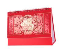 QUMIIRITY Chinese Traditional Zodiac Calendar Red Standing Flip Desktop Tearable Monthly Planner for Office Home School with Thick and Horse Year Design