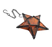 QUMIIRITY Colored Glass Star Lantern Candle Holder Hanging Iron Craft Tea Light Holder for Home Decor Wedding Banquets Yellow