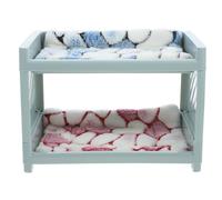 QUMIIRITY Detachable Double-layer Hamster Hideout Bed with Soft Blanket, Small Pet Nest for Guinea Pig, Bunny, Hedgehog - Nordic Blue Small Animal Corner Shelter Random Color