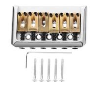 QUMIIRITY Guitar Bridge Hardtail Fixed Bridge Set for Electric Guitar Replacement Parts Wrench Screws Chrome Gold Compatible with Fender-style Electric Guitar