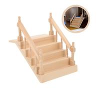 QUMIIRITY Miniature Dollhouse Staircase Model DIY Unpainted Wooden Stairs Decor for Dollhouses for Living Room Restaurant and Bedroom Scenes