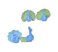 QUMIIRITY Miniature Peacocks Figurines Resin Set, 4pcs Simulation Peafowl Ornaments for Moss Landscape and Garden Decor, Home Desktop Craft Accessories