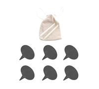 QUMIIRITY Natural Stone Cheese Markers Set with 6 Stone Picks, 2 Chalk Pens and Linen Bag - Reusable Cheese Label Toppers for Cheeseboards, Cake Decorations, and Party Buffet Signs