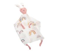 QUMIIRITY Newborn Muslin Security Blanket and Soft Cotton Soothing Comforter with Rabbit Toy for Baby Girls and Boys Breathable Infant Swaddle Blanket Nursery Sleep Aid