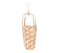 QUMIIRITY Parrot Foraging Basket with Hanging Hook Natural Lightweight Wood Chewing for Pet Birds and Chicks Multifunctional Feeding and Oral Health Exercise Accessory