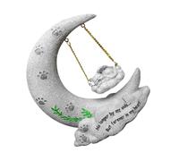 QUMIIRITY Pet Memorial Stones Cat Tombstone Statue Moon Shape Resin Cat Memorial Stone for Garden Decoration Expressing Sympathy and Comfort Grey Creative Adorable Design