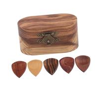 QUMIIRITY Portable Wooden Guitar Pick Holder Case with Picks Convenient Storage for Guitar Ukulele Protects from Scratches and Water for Travel and Music Events