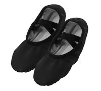 QUMIIRITY PU Leather Ballet Shoes Women Soft Sole Dance Flats No-tie Elastic Fit for Gymnastics Yoga Practice Stage Performance Black