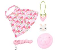 QUMIIRITY Rabbit Harness Vest and Pulling Rope Set Adorable Decorative Bunny Clothing for Holland Lop and Dwarf Rabbits Size m Peach Color Suitable for and Indoor Use
