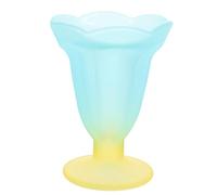 QUMIIRITY Retro Frosted Glass Dessert Cup Milk Shake Holder Light Blue Gradient High Base Pudding Bowl for Cold Drinks and Ice Cream Serving