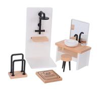 QUMIIRITY Scale Miniature Bathroom Furniture DIY Dollhouse Accessories with Wash Basin Stool Towel Rack Shower Room for Creative Play and Decoration