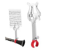 QUMIIRITY Silver Iron Clarinet Lyre Clip Music Stand Portable Sheet Music Holder with Angle Firm Grip Non Slip Coated Clamp for Marching Band Performance