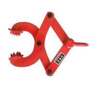 QUMIIRITY Steel Pallet Puller Clamp Heavy Duty Red Single Scissor Pallet Grabber Tool for Industrial Material Handling Warehouse Unloading and Shipping Use with Strong Pulling Capacity