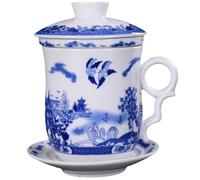 QUMIIRITY Tea Cup Set Teacup Set Ceramic Chinese Style Teaware with Lid Insulate to Protect Desktop Decorative Simple Shape Fine Craftsmanship Household Use