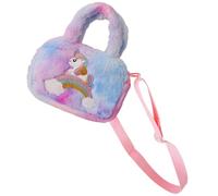 QUMIIRITY Unicorn Plush Crossbody Purse for , Fluffy Rainbow Shoulder Bag, Soft Handbag for Kindergarten and Shopping, Tie-Dye Purple Cute Cartoon Bag