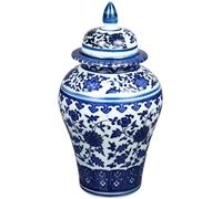 QUMIIRITY Vintage Chinese Style Ceramic Tea Canister with Airtight Lid Multipurpose Storage Jar for Loose Leaf Tea Dried Fruit and Home Decor Traditional Blue and White Porcelain Vase