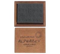 QUMIIRITY Vintage Wooden Alphabet Letter Stamps Set for DIY Journaling and Scrapbooking, Retro Mini Craft Stamps with Uppercase Script Letters for Office and Handmade Projects
