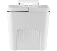 QUMIIRITY Wall-mounted Kitchen Waste Bin 9l Double Compartment Trash Can with Dual Flip Lids for Dry and Wet Separation, White Cabinet Garbage Pail Suitable for Bathroom, Bedroom, and Home
