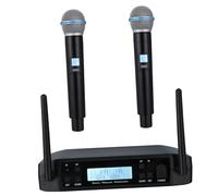 QUMIIRITY Wireless Microphone System Glxd4 Two-handheld Uhf Wireless Mics with Professional Dynamic Mic, English Plug Ac230v, Professional Karaoke and Outdoor Stage Use