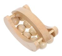 QUMIIRITY Wooden Roller Massage Stick with Bead Rollers, Handheld Manual Muscle Massager for Back and Foot, Wood Therapy Massage Tool for Trigger Point and Body Relaxation