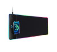 QUMOX 15W Fast Wireless Charging RGB Mouse Pad, Extra Large 800x300x4MM LED | The Qumox gaming mouse pad features a built-in 15W fast wireless charger compatible with Qi-enabled devices.