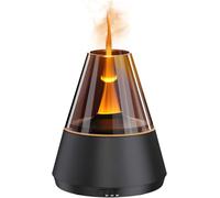 QUMOX A9 Flame Aroma Diffuser 150ml - Essential Oil Humidifier with Simulated Flame & Color Changing Ambient Light, 2H/4H/6H Timer, Auto Shut-Off, Ultrasonic Cool Mist for Home, Bedroom, Office