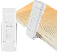 QUMOX Bedside Book Reading Lamp, Portable LED Reading Light with Clip, 3 Amber Colors and 5 Adjustable Brightness Levels, USB Rechargeable Reading Lamp for Book Lovers