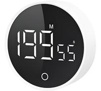 QUMOX F5 Digital Timer Countdown & Stopwatch with Adjustable Volume, Magnetic Base, Rotating Knob, AAA Battery Powered - Perfect for Cooking, Study, and Work - White