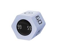 QUMOX F6 Pomodoro Cube, Hexagon Productivity Gravity Timer with 1/5/10/30/60 Min Countdown, Stopwatch Mode, Silent Vibration & Sound Alarm, Rechargeable Focus Timer for Study, Work, Office, ADHD
