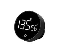 QUMOX F7 Digital Timer Countdown & Stopwatch with Adjustable Volume, Magnetic Base, Rotating Knob, Rechargeable Battery Perfect for Cooking, Study, and Work - Black