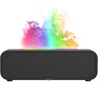 QUMOX Flame Aroma Diffuser & Humidifier with Remote - 250ml, Silent Ultrasonic Mist, Color-Changing Flame Effect, Timer(2H/4H/6H), Essential Oil Diffuser Sound-Reactive RGB Lights, No-Water Auto-Off