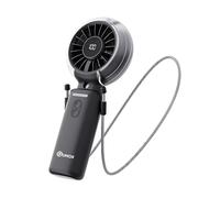Qumox Handheld Foldable Mist Fan, Portable Rechargeable USB Mini Fan with Nano Mist Spray, Digital Battery Display, 3 Speed Settings, Foldable Desk Fan with Neck Strap for Travel, Office, Outdoor