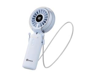 Qumox Handheld Foldable Mist Fan, Portable Rechargeable USB Mini Fan with Nano Mist Spray, Digital Battery Display, 3 Speed Settings, Foldable Desk Fan with Neck Strap for Travel, Office, Outdoor