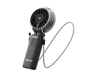 Qumox Handheld Foldable Mist Fan, Portable Rechargeable USB Mini Fan with Nano Mist Spray, Digital Battery Display, 3 Speed Settings, Foldable Desk Fan with Neck Strap for Travel, Office, Outdoor
