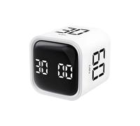 QUMOX Pomodoro Timer, Cube Productivity Timer with Adjustable Sound and Vibration Alert, Ideal for Work, Office, ADHD, Study, and Tasks - 5/10/30/60 Minutes & Custom Countdown - White