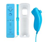 Qumox Remote Controller and Nunchuck Joystick Blue Compatible for wii/wii u