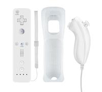 QUMOX Wii Remote Controller, Game Remote Controller with Silicone Case and Wrist Strap for Wii and Wii U White