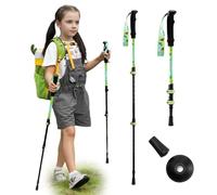 Qunature 1PC Walking Pole for Kids, Ultralight Hiking Stick with Flip Lock & Foam Grip, Adjustable 51-100cm, Durable 6061 Aluminum Trekking Pole with Snow Basket and Rubber Tip, Light Green