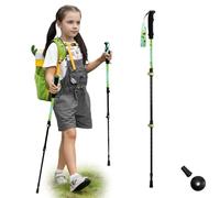 Qunature 1PCS Walking Pole for Kids, Ultralight Hiking Stick with Flip Lock & Foam Grip, Adjustable 51-100cm, Durable 6061 Aluminum Trekking Pole with Snow Basket and Rubber Tip, Olive Green