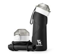 Qunature Collapsible Water Bottle Silicone Camping Bottle 700 ml Portable Leakproof Foldable Cup for Camping Hiking Exercising, Black