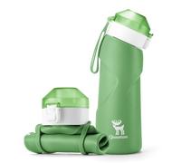 Qunature Collapsible Water Bottle Silicone Camping Bottle 700 ml Portable Leakproof Foldable Cup for Camping Hiking Exercising, Green