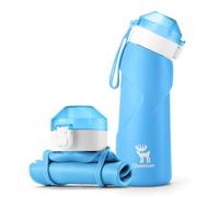 Qunature Collapsible Water Bottle Silicone Camping Bottle 700 ml Portable Leakproof Foldable Cup for Camping Hiking Exercising, Blue