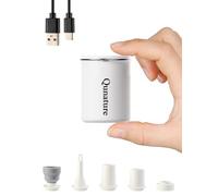 Qunature Portable Electric Air Pump, 1500mAh Rechargeable Battery, 5kPa 400L/min Air Flow with Camping Light, Fast In/Deflation Mini Air Pump for Air Mattress Swimming Ring, Camping & Travel, White